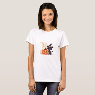 T-shirt "Cute Halloween Squad   Kawaii Ghost & Citrouille