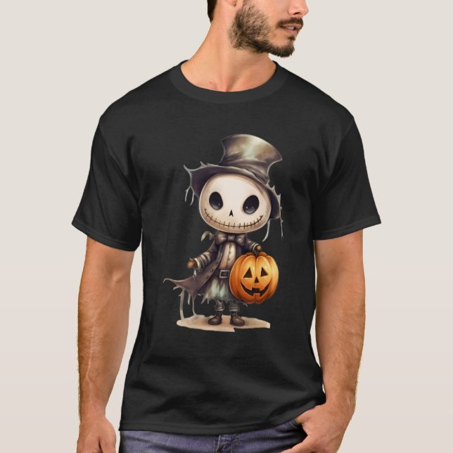 T-shirt Cute Halloween Squelette Citrouille Art - Autumn S (Devant)