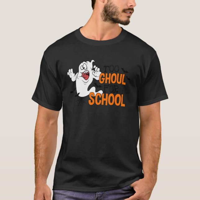 T-shirt Cute Halloween Teacher School Ghouls Groovy Trick  (Devant)