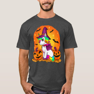 T-shirt Cute Halloween Unicorn Girls Women Witchy Hallowee