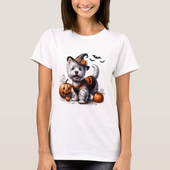 T-shirt Cute Halloween Westie Tee West Highland Terrier Do (Devant)