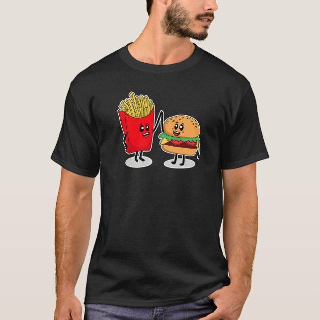T-shirt Cute Hamburger Men Women Hamburger French Fries    (Devant)