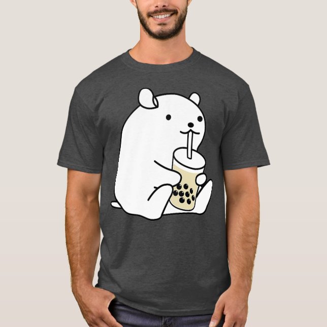 T-shirt Cute Hamster Guinée Cochon Boire Boba Bubble Tea (Devant)