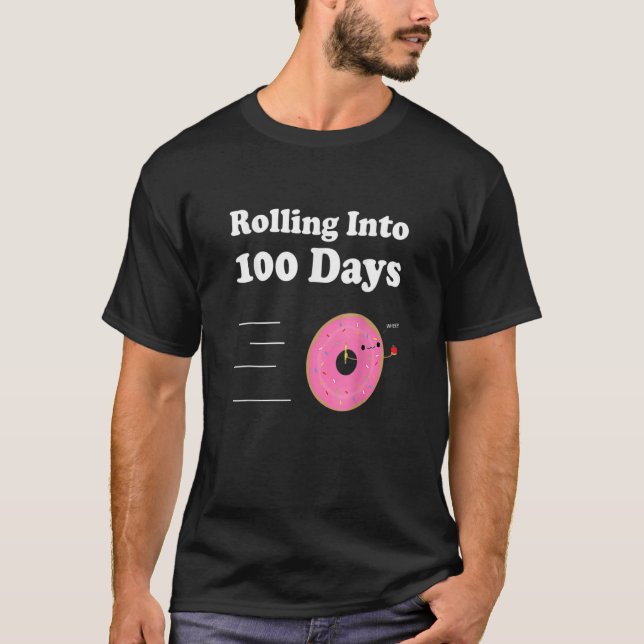 T-shirt Cute Happy 100th Day Of School Rolling Strawberry  (Devant)