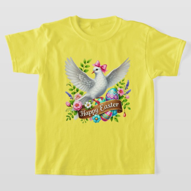 T-shirt Cute Happy Easter girls dove (Poser)