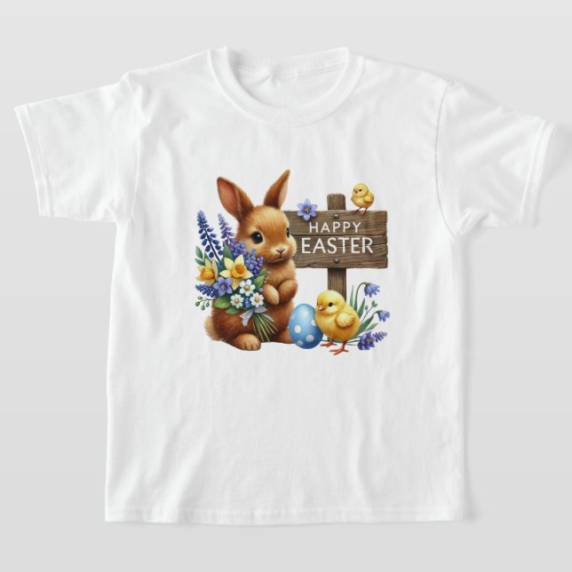 T-shirt Cute Happy Easter unisex kids bunny (Poser)