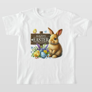 T-shirt Cute Happy Easter unisex kids bunny