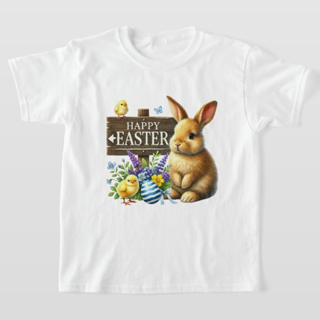 T-shirt Cute Happy Easter unisex kids bunny (Poser)