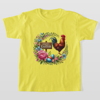 T-shirt Cute Happy Easter unisex kids rooster