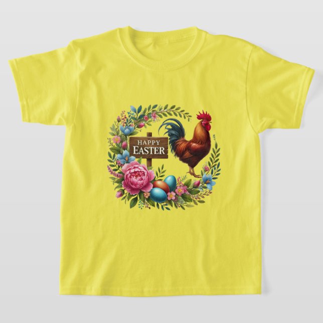 T-shirt Cute Happy Easter unisex kids rooster (Poser)