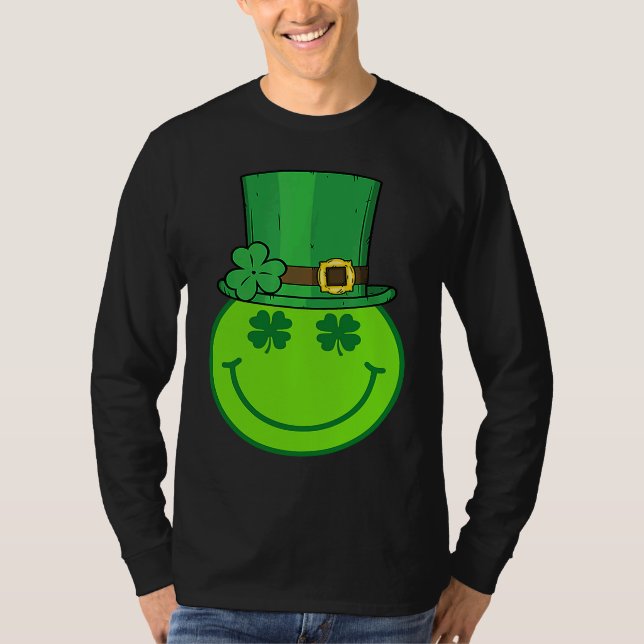 T-shirt Cute Happy Face Leprechaun  St Patricks Day Irish  (Devant)