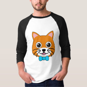 T-shirt Cute Happy Ginger Cat avec Papillon
