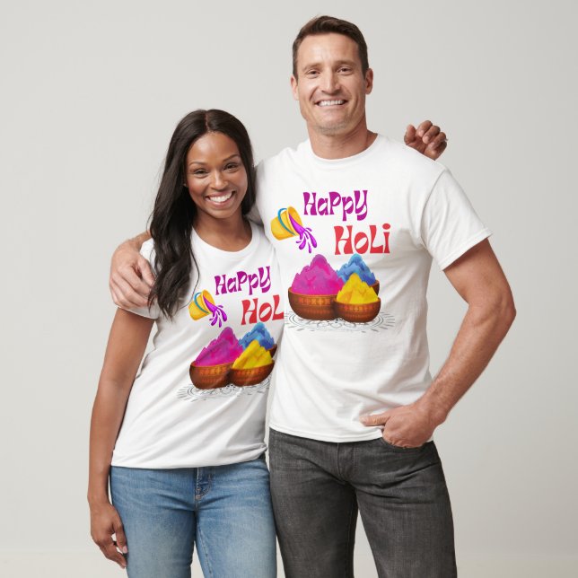 T-shirt Cute Happy Holi couple (Unisexe)