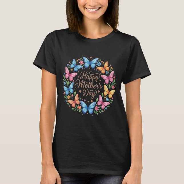 T-shirt Cute Happy Mother’s Day Butterfly Gift for Mom (Devant)