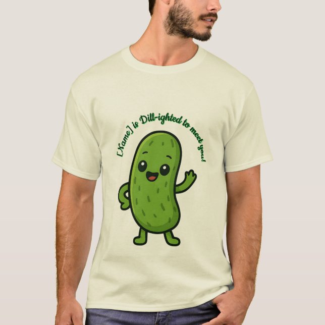 T-shirt Cute Happy Pickle Kawaii Cartoon - Personalizable  (Devant)
