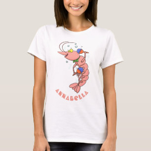 T-shirt Cute happy shrimp, dessin animé de crevettes