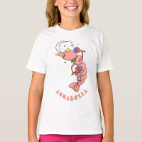 Cute happy shrimp, dessin animé de crevettes
