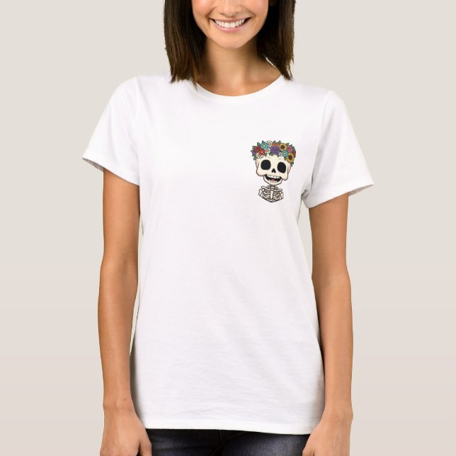 T-shirt Cute Happy Skeleton Character (Devant)