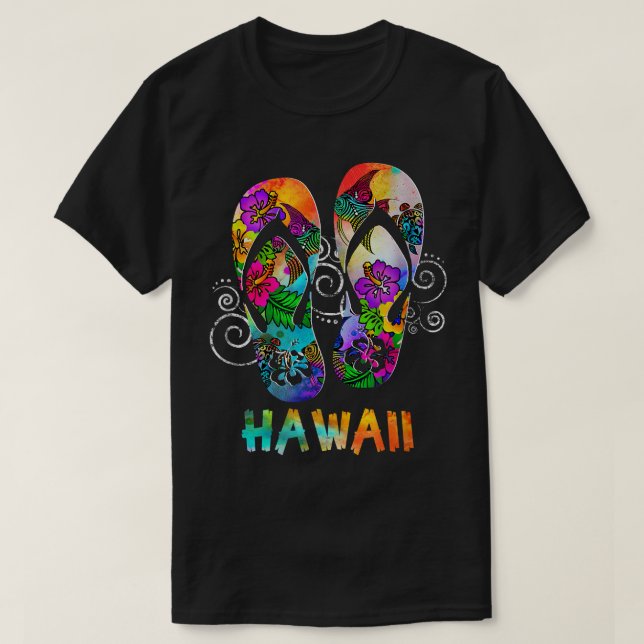 T-shirt Cute Hawaii Beach Flipflops Hawaiian Island Cruise (Design devant)