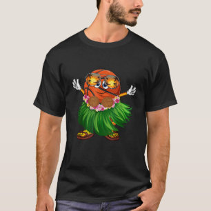 T-shirt Cute Hawaiian Basketball Ball Tropical Beach Summe
