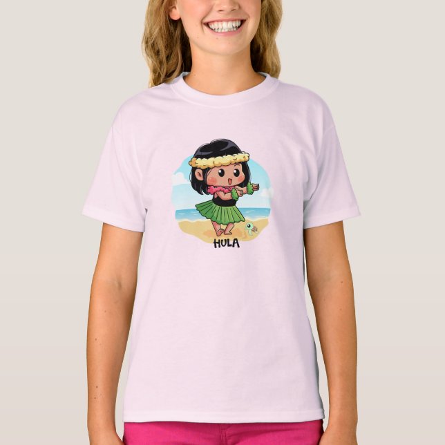 T-shirt Cute Hawaiian Hula Girl (Devant)