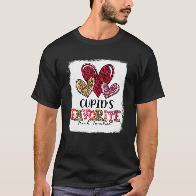 T-shirt Cute Heart Cupid's Favorite Pré-K Enseignant Valen (Devant)