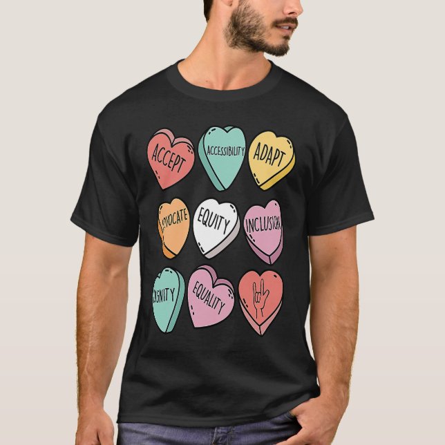 T-shirt Cute Heart Valentines Day Love Special Education T (Devant)