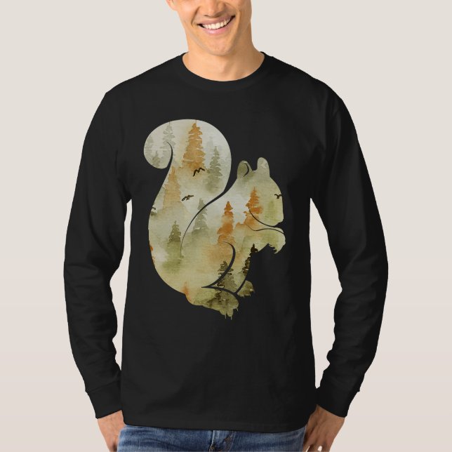 T-shirt Cute Hello Fall Squirrel Autumn  Animal Leaf (Devant)