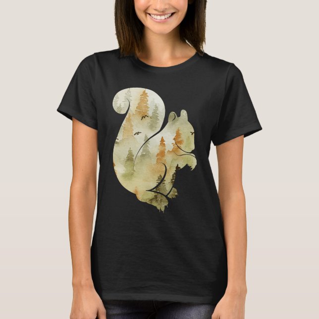 T-shirt Cute Hello Fall Squirrel Autumn  Animal Leaf (Devant)