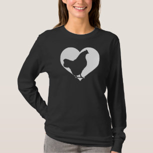 T-shirt Cute Hen Qui aime Poulets Cool Coeur Blanc Vinta