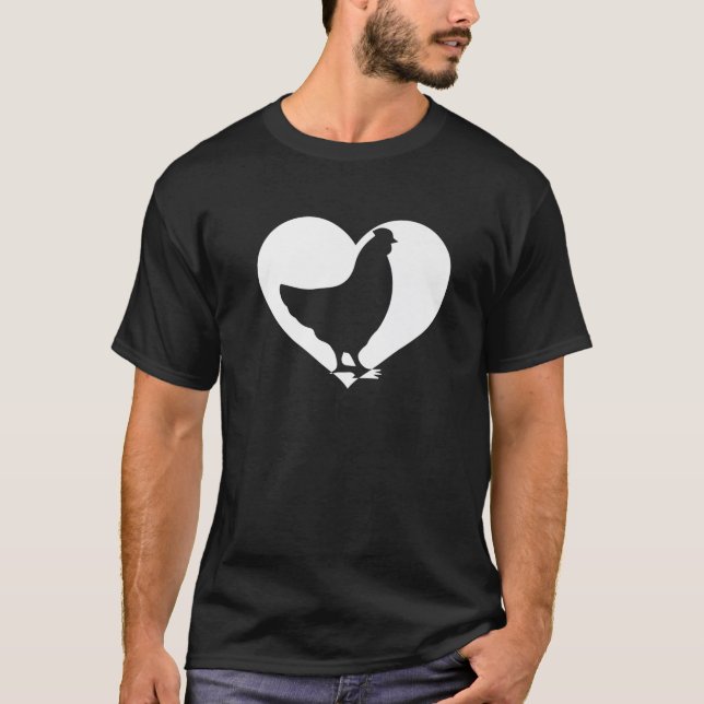 T-shirt Cute Hen Qui aime Poulets Cool Coeur Blanc Vinta (Devant)