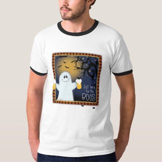 T-shirt Cute Here for the Boos Halloween Ghost Beer (Devant)