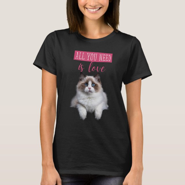 T-shirt Cute Hidden Kitten message d'amour Chat tissu déch (Devant)