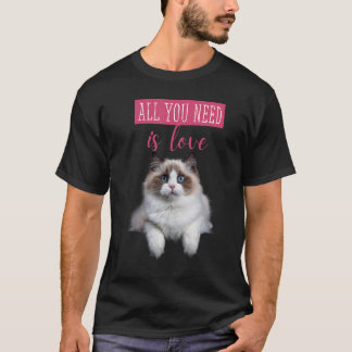 T-shirt Cute Hidden Kitten message d'amour Chat tissu déch