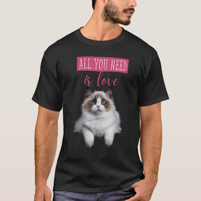 T-shirt Cute Hidden Kitten message d'amour Chat tissu déch (Devant)