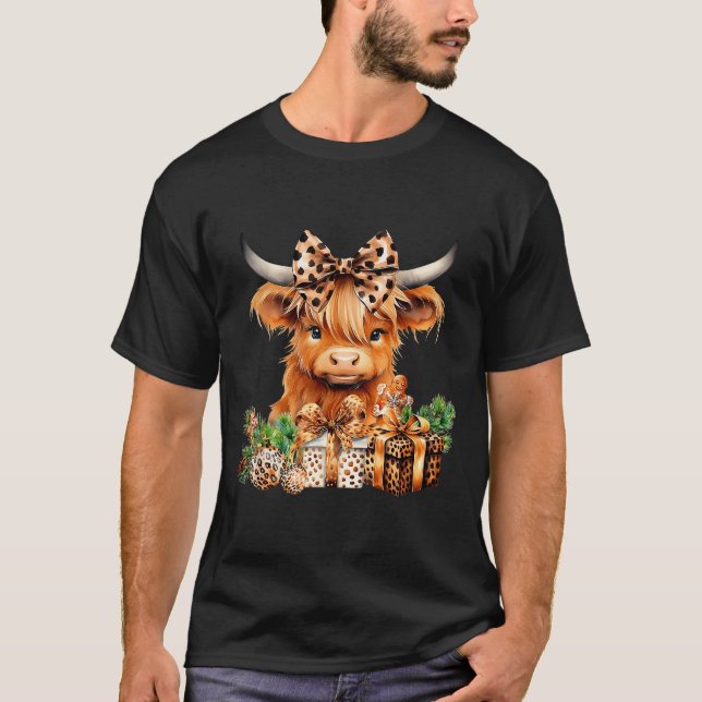 T-shirt Cute Highland Cow Christmas Santa Highland Cow Lov (Devant)