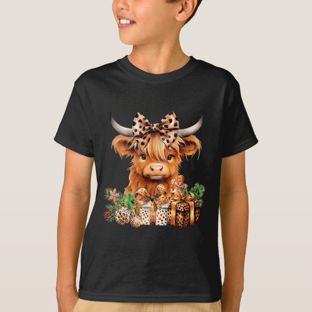 T-shirt Cute Highland Cow Christmas Santa Highland Cow Lov (Devant)