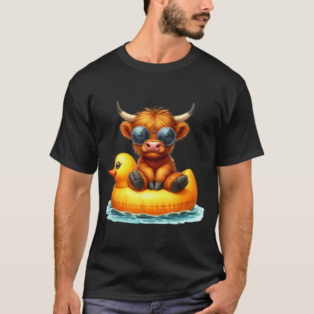 T-shirt Cute Highland Cow Duck Ol Float Summer Vibes Swimm (Devant)