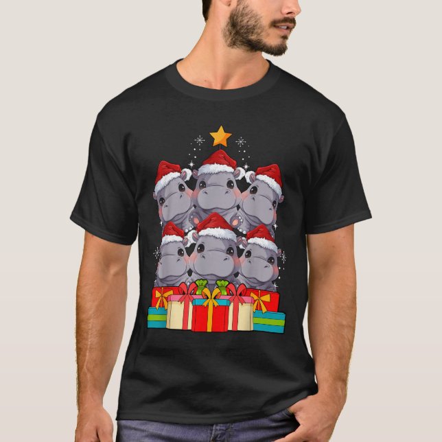 T-shirt Cute Hip Le Hiptamus Christmas Tree Xmas Hat  (Devant)