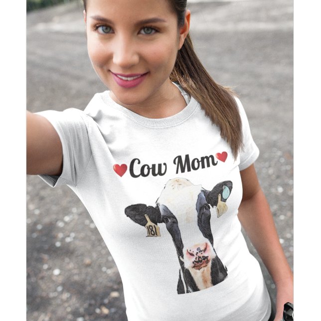 T-shirt Cute Holstein Cow Coeur Maman Ferme laitière Femme (Créateur téléchargé)