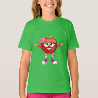 T-shirt Cute Hopeful Red Apple Girl Cartoon Shirt for Kids