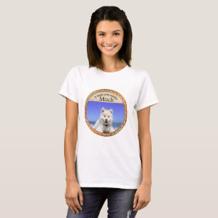 T-shirt Cute Husky's avec l'oeil bleu assis sur la plage