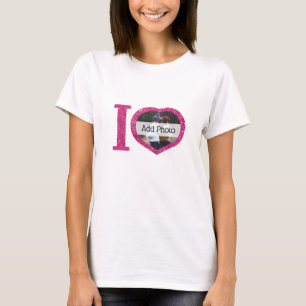 T-shirt Cute I coeur rose parties scintillant amour cadre