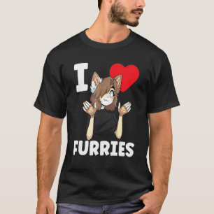T-shirt Cute I Heart Furries Furry Fandom Amour