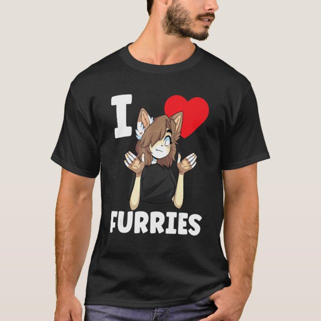 T-shirt Cute I Heart Furries Furry Fandom Amour (Devant)