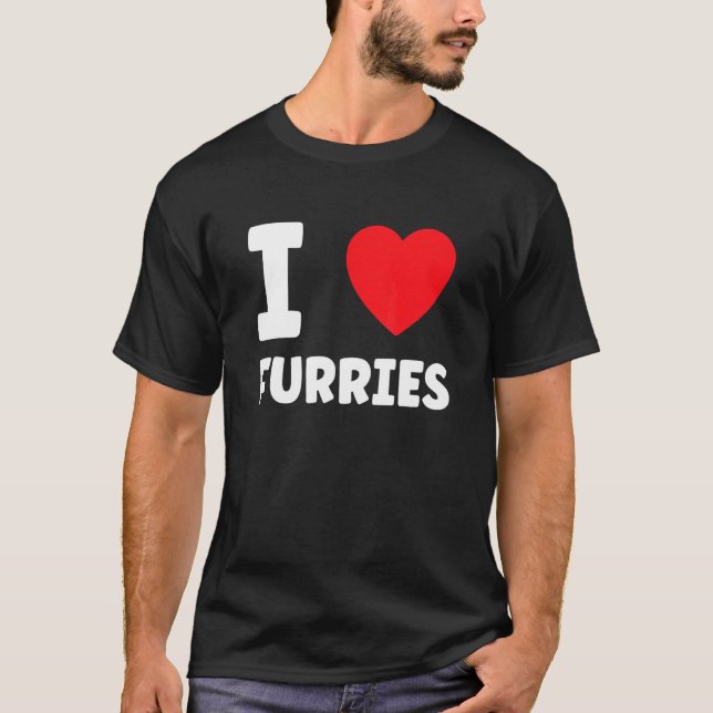 T-shirt Cute I Heart Furries Furry Fandom Amour (Devant)