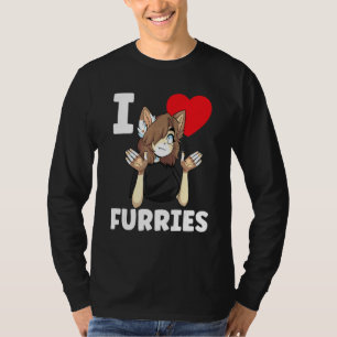 T-shirt Cute I Heart Furries Furry Fandom Amour