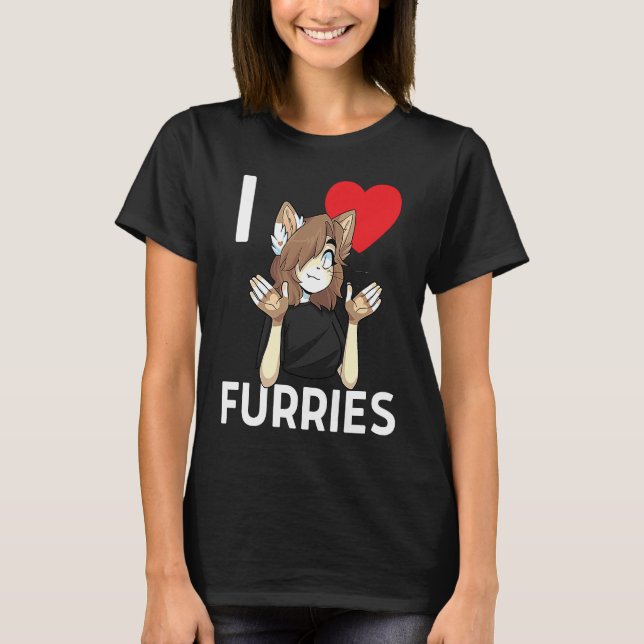 T-shirt Cute I Heart Furries Furry Fandom Love (Devant)