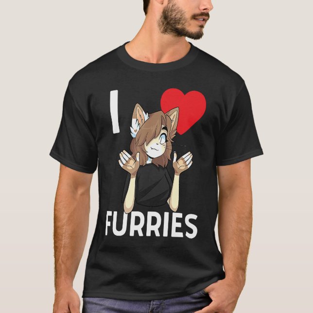 T-shirt Cute I Heart Furries Furry Fandom Love (Devant)