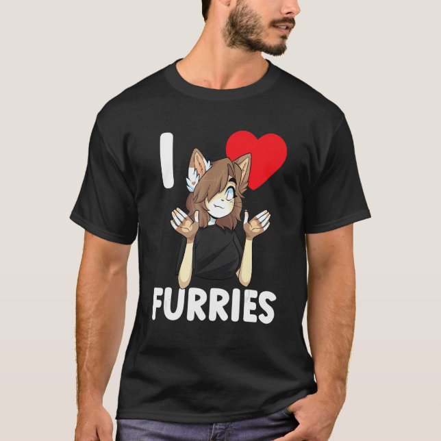 T-shirt Cute I Heart Furries Furry Fandom Love 2 (Devant)